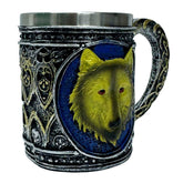 Blue Wolf Tankard – Midnight Alpha Mug with Gold Accents & Stainless Steel Liner